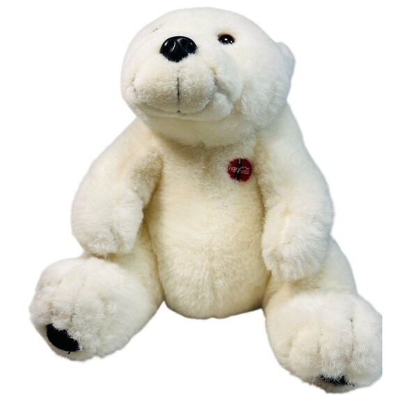 '93 Coca-Cola Polar Bear Plush Cuddly Animal Toy 10" Soft White Collectible - Picture 1 of 5